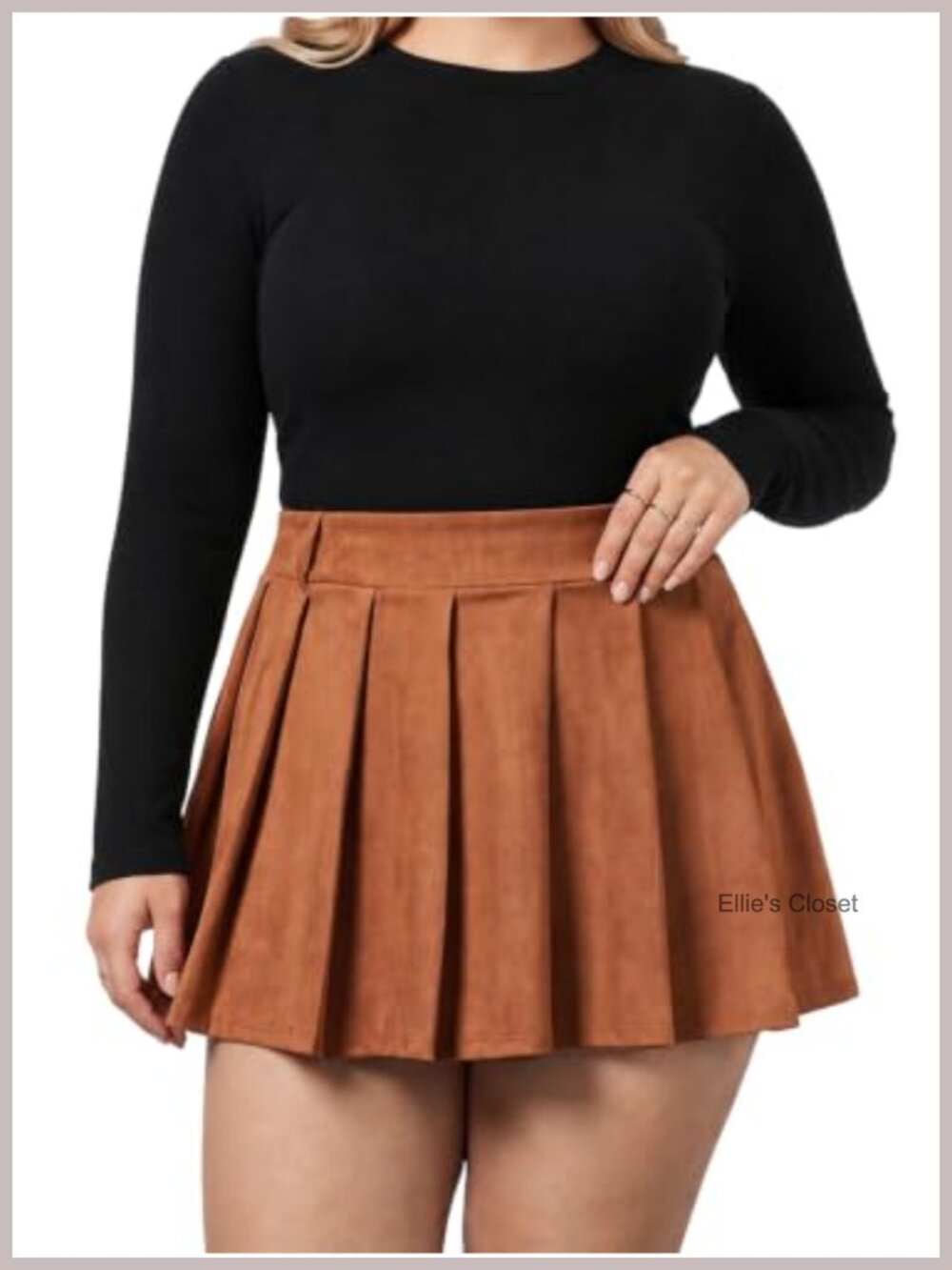 Faux Suede Pleated Mini Skort with Pockets Plus Size